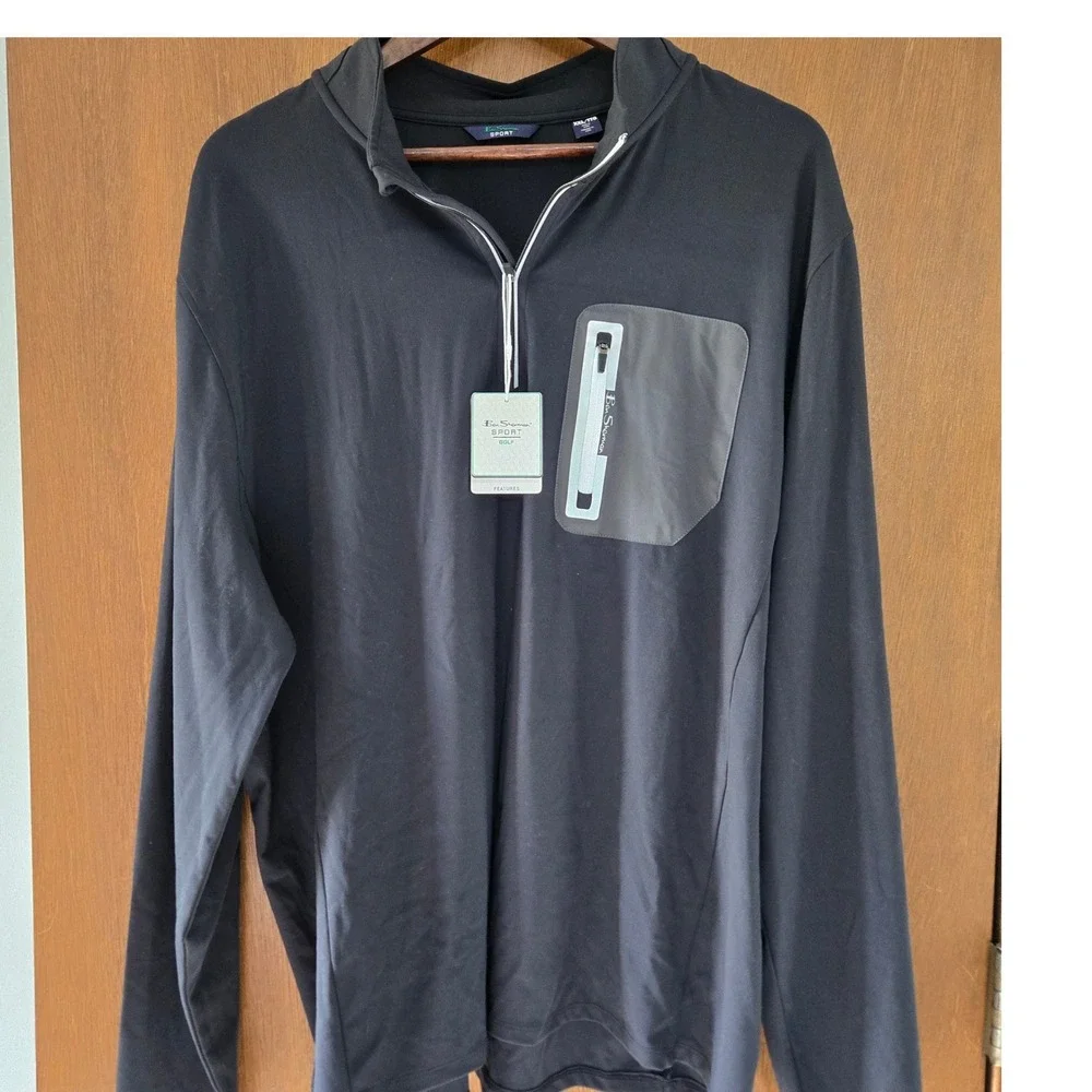 Ben Sherman Sport Mens Black Golf Quarter Zip Pullover XXL NWT 624000152‎